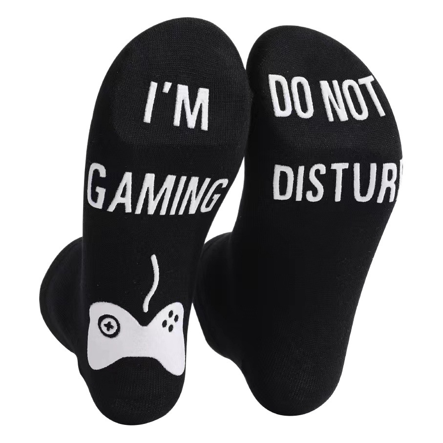 Amazon European and American Hot-Selling Im Gaming Do Not Soles with White Letters Non-Slip Mid-Calf Game Socks
