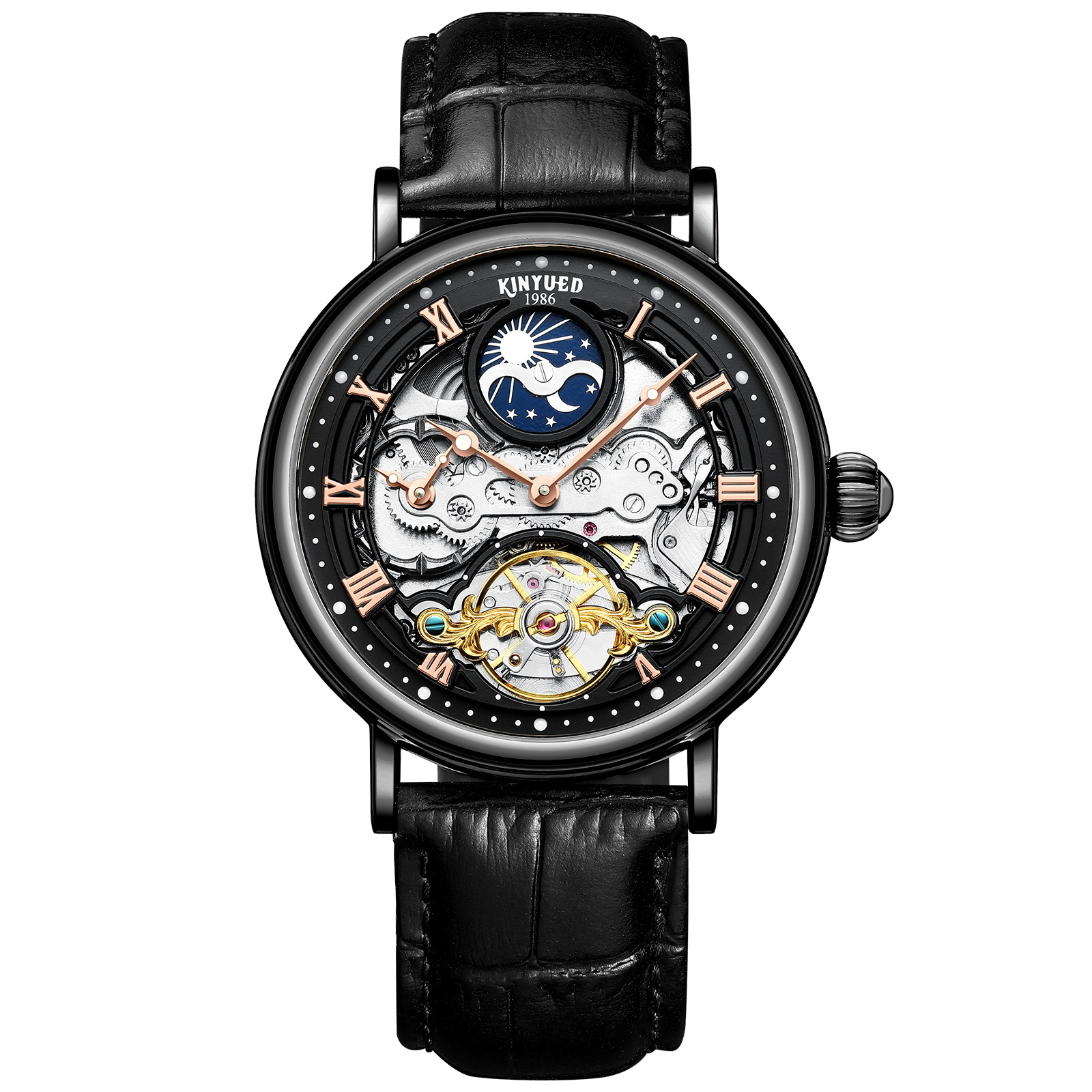 Picture of Kinyued Fully-Automatic Mechanical Watch Waterproof Men's Watch Multi-Function Mechanical Watch Double-Sided Cut Out Men's Watch