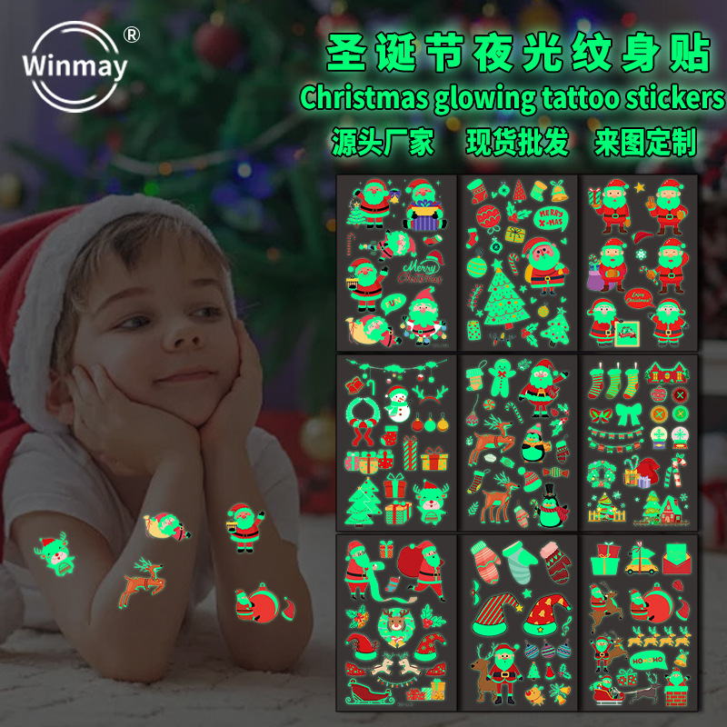 Picture of New Christmas Luminous Tattoo Sticker Children's Cartoon Snowflake Face Decoration Gift Waterproof Sweat Luminous Sticker