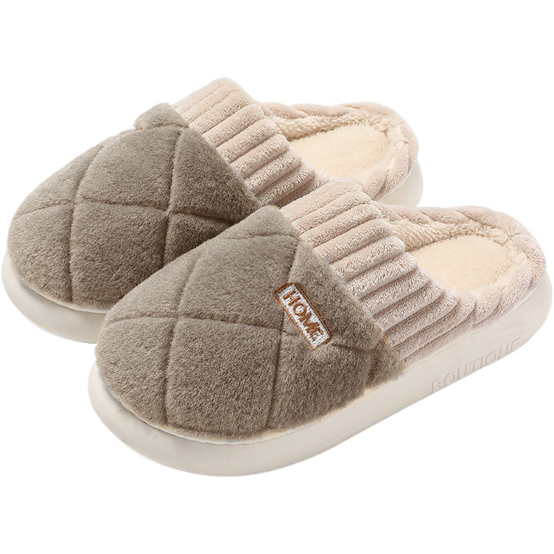 Home plush slippers winter women's thick-soled plush thermal slippers men's indoor household cotton slippers men's wholesale