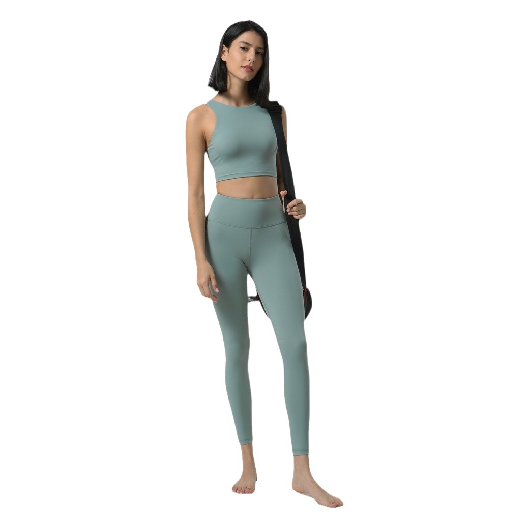 2022 New Naked Yoga suit Women's High Waist Pocket Yoga Fitness suit Running Sports Leisure suit