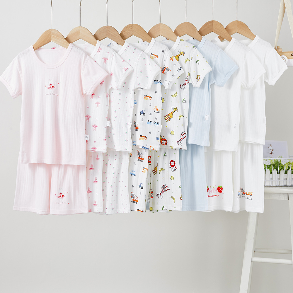 Children's cold sense half sleeve shorts set cool sense T-shirt 5 pants thin summer bottoming home air conditioning clothing wholesale