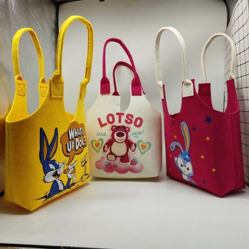 Picture of New Cyber Celebratory Cartoon Student Handbag Super Cute Cartoon Cute Rabbit Felt Bag Full Moon One Year Old Bag Mend-up Bag
