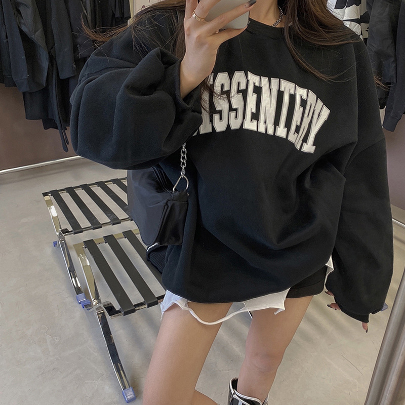 Picture of Official figure 190g David clothing plus fat plus size printed sweater women's new autumn and winter American retro loose top ins