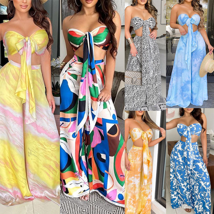 2021 AliExpress Ebay Amazon Cross-border Supply Sexy Two-piece Loose Casual Pants Women's Wear