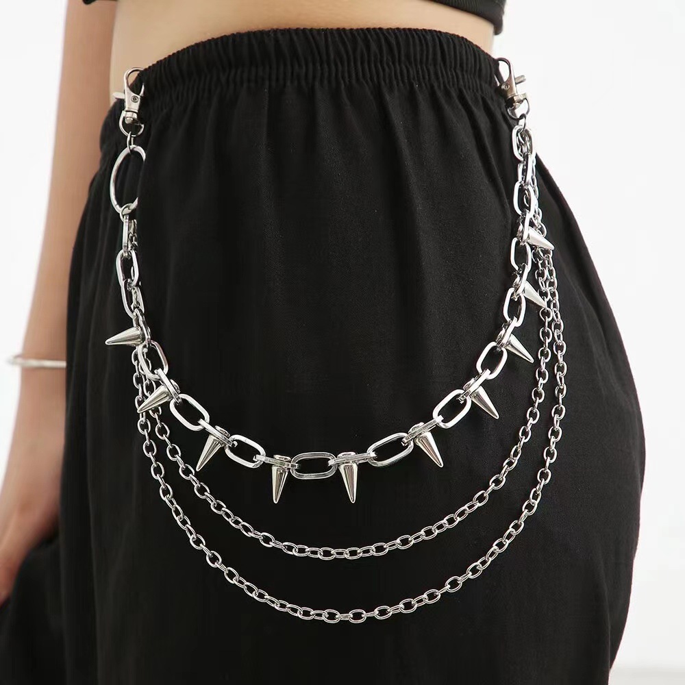 Cross-border European and American Pant Chain Hip Hop Metal Rivet Stage Performance Multi-layer Waist Chain Joker Dress-up Pants Accessories Wholesale