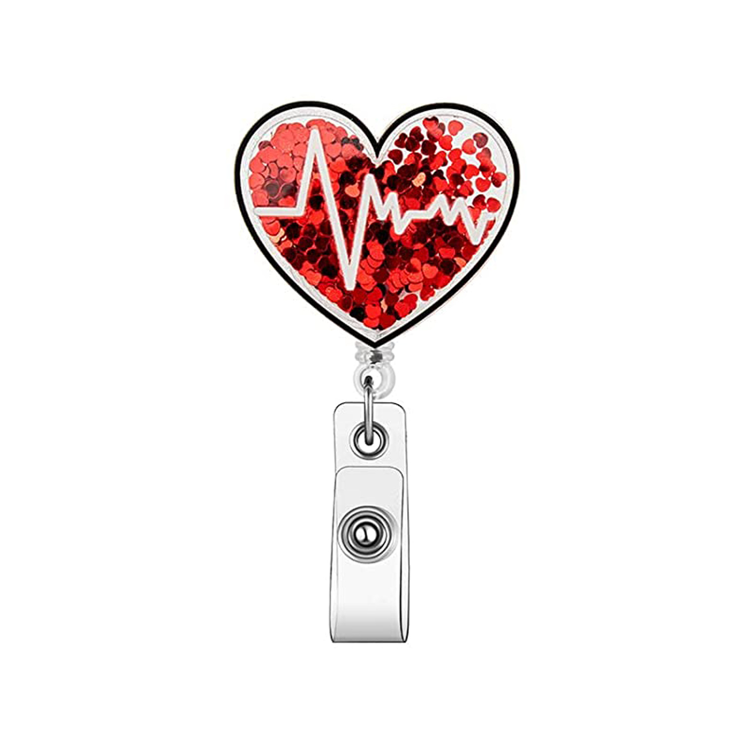 Picture of quicksand needle clothes love easy pull-up buckle rotating ID buckle Doctor Nurse retractable badge reel