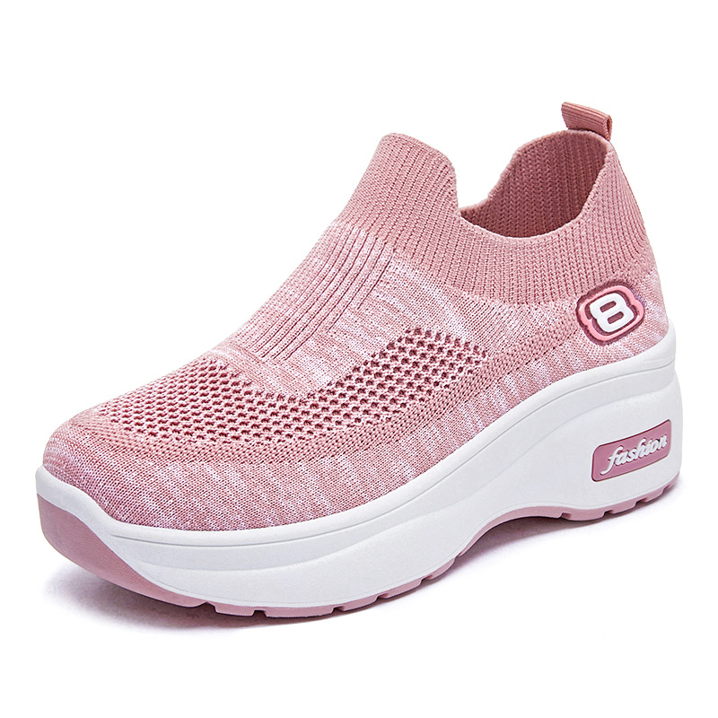 Picture of Women's Shoes, New Autumn Style, Thick-Soled Casual Shoes, Soft-Soled Comfortable Height-Increasing Shoes, Versatile Single Shoes, Fly-Knit Breathable Mesh Shoes