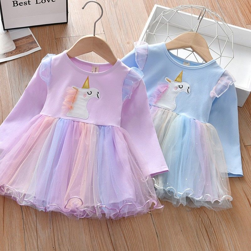 Picture of Autumn 2025 New Girls' dress Long Sleeve Princess Elsa Dress Unicorn Cloth Embroidered Western Style Girls' Dress