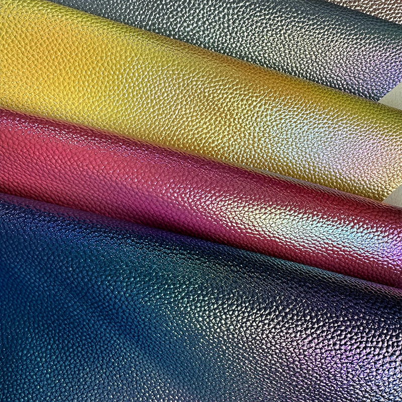 Picture of in stock Laser Pearlescent Metal Litchi Pattern PU Leather Imitation Cotton Fleece Bottom Shoe Material Bag Furniture Fixtures Fabric