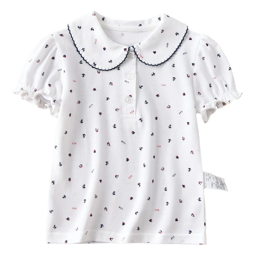 Distribution school uniform performance clothes all-match export Japanese T-shirt Navy style anchor student bottoming shirt boys and girls children