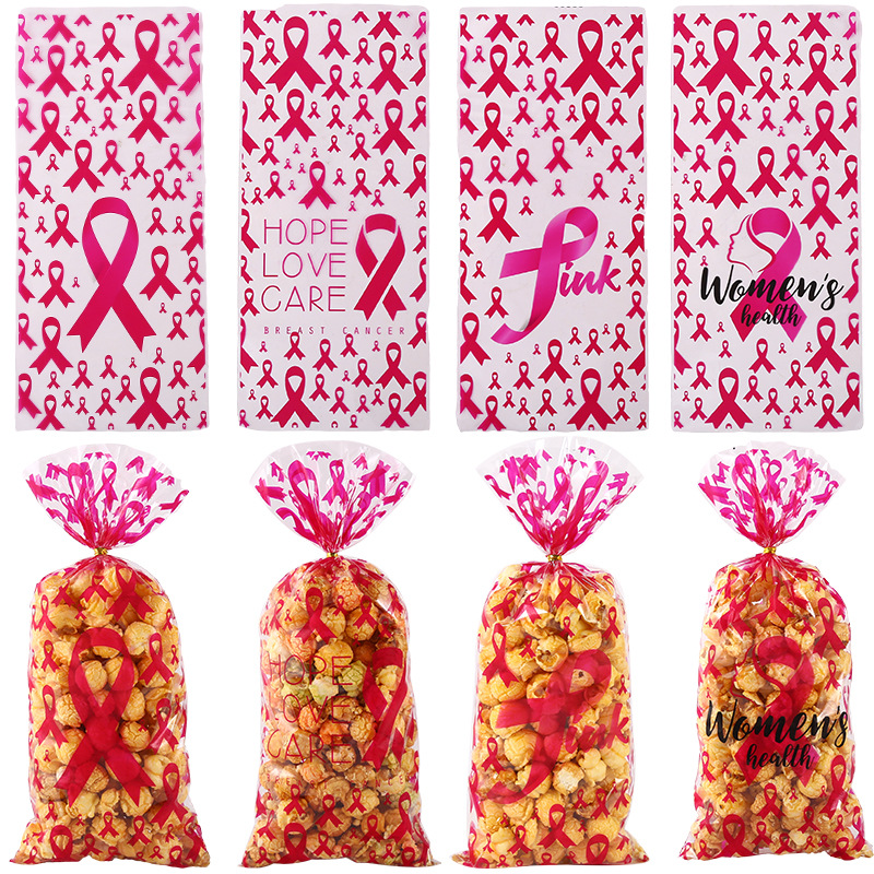 Red ribbon printed candy packaging bag bow biscuit bag AIDS propaganda prevention cellophane gift packaging bag