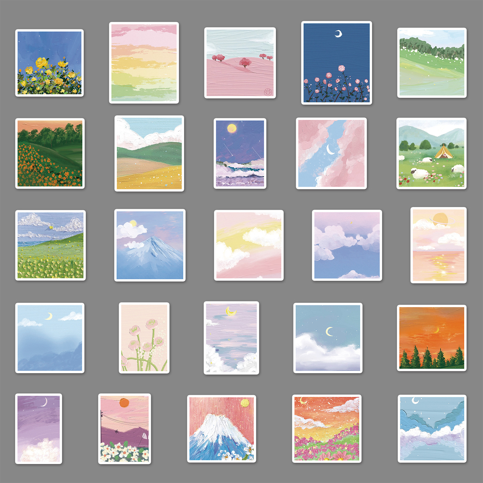 Picture of 50 pieces of landscape oil painting graffiti personality ins wind small fresh DIY scooter hand book mobile phone luggage sticker