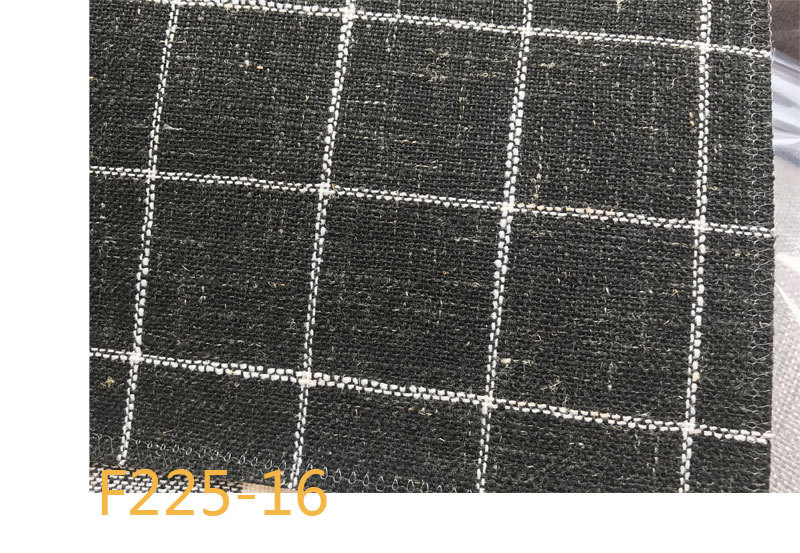Picture of 9 Coated F225 Linen Polyester-Hemp Interwoven Polyester Black and White Plaid Stripe Fabric Shoe Cloth