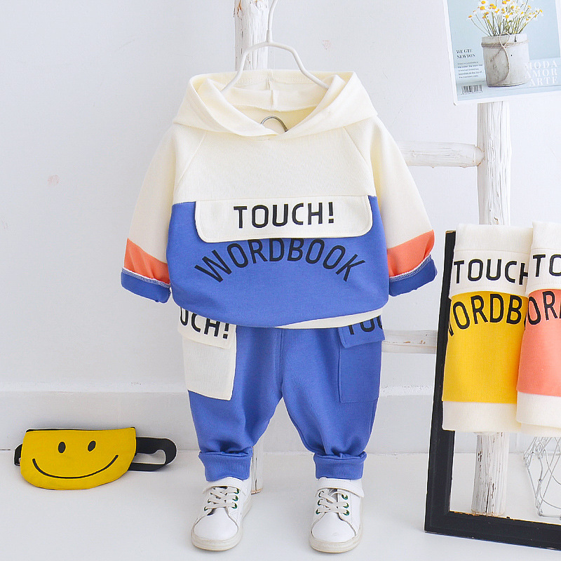 Picture of Boys' Spring and Autumn new children's sports leisure loose hoodie long-sleeved sweater children's clothing two-piece set Wholesale