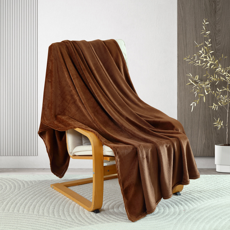 Picture of Flannel Blanket, Coral Fleece Solid Color Blanket, Nap Blanket, Office Shawl Blanket, Throw Blanket, Nap Blanket, Gift for Sales Promotion