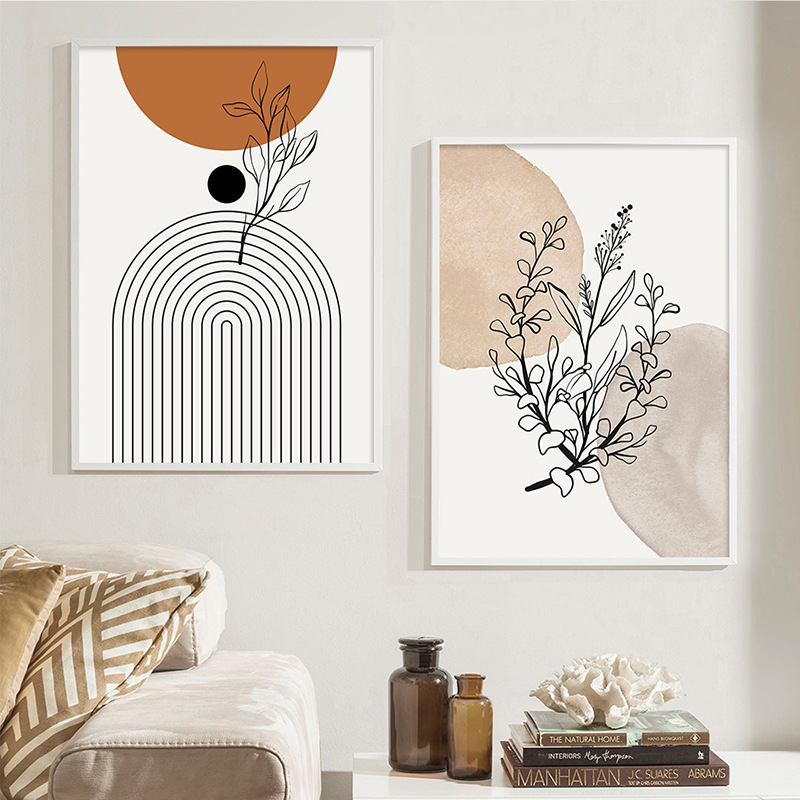 Picture of Modern Nordic simple abstract black line geometric poster bedroom living room decoration hanging painting frameless painting wholesale
