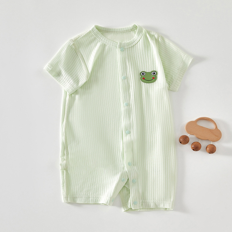 Picture of Baby Clothes Summer Thin Modal Boneless Single-breasted Short-sleeved Men's and Women's Baby Climbing Clothes Infant Jumpsuit