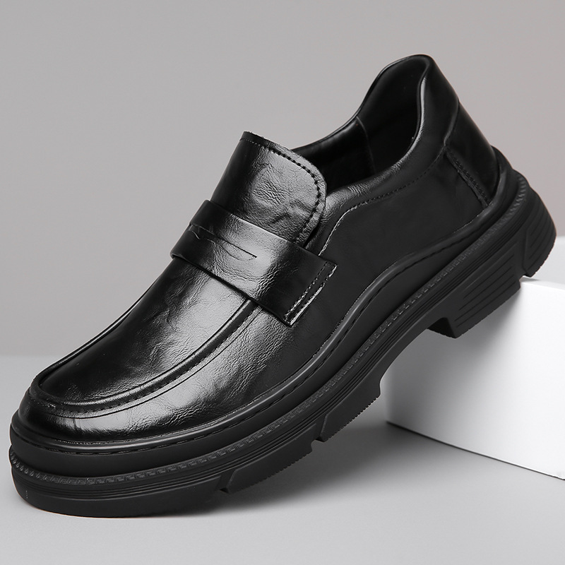 2025 New Casual Leather Shoes for Men, Breathable Formal Business Men's Slip-On Loafers, Trendy Beanie Shoes