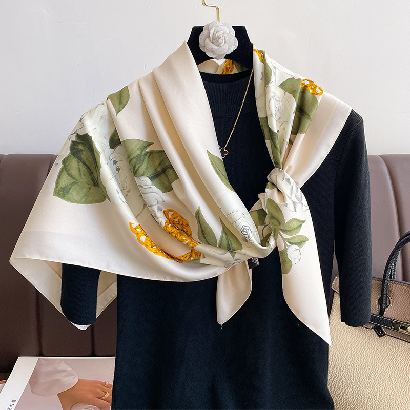 Picture of 2024 Spring and Autumn New Fashion Printed Silk Scarf Women's Square 90 Large Square Scarf Summer Sunscreen Shawl Scarf