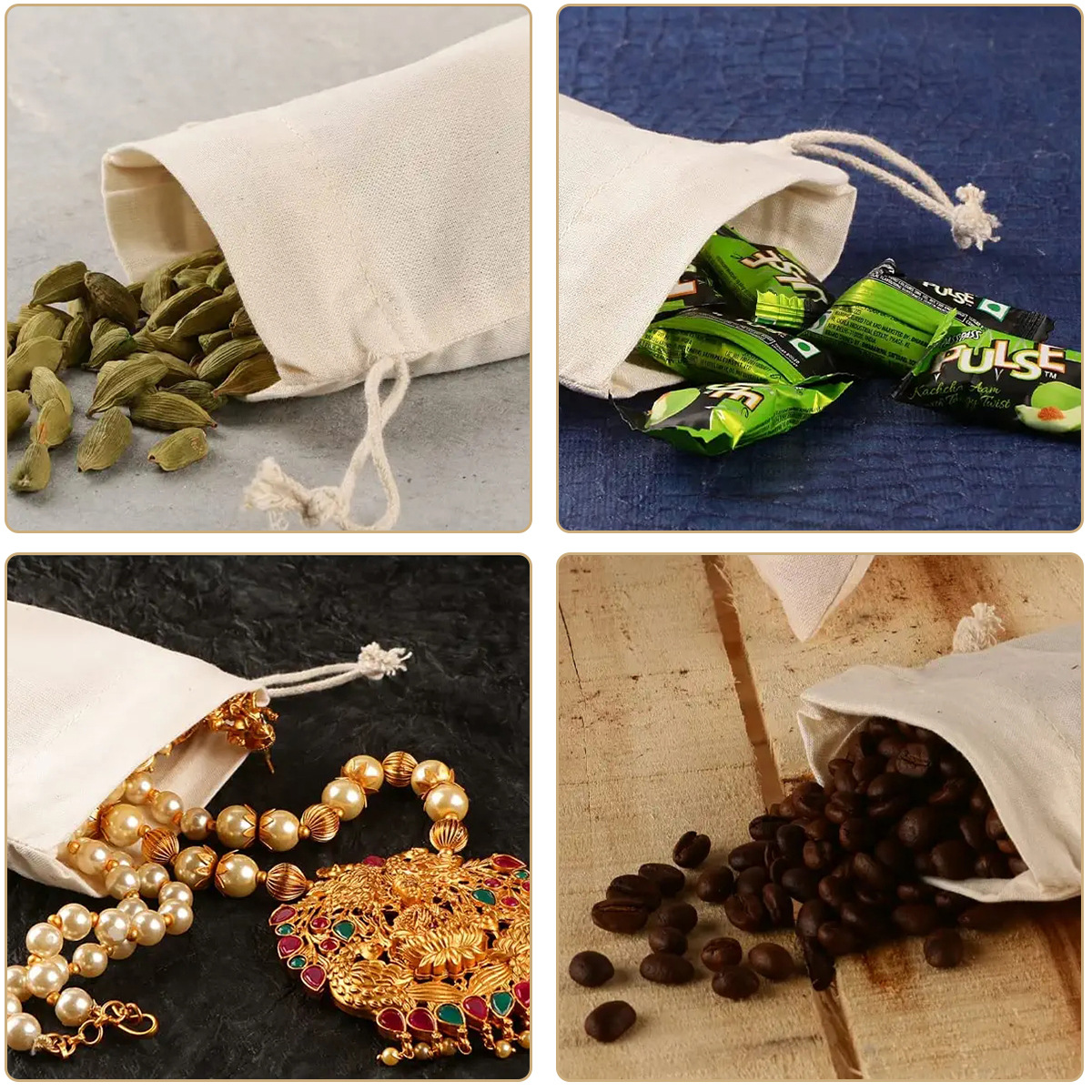 Picture of Blank cotton bag drawstring small cloth bag cotton linen cloth jewelry packaging bag dustproof storage cotton cloth bundle pocket wholesale