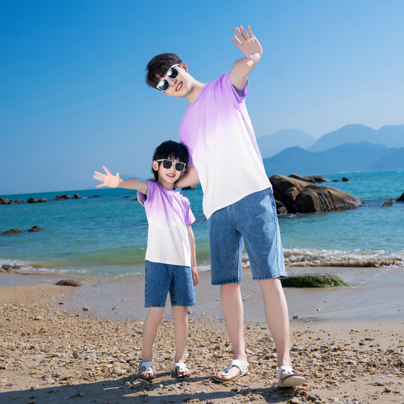 Picture of New Parent-child Dress Sanya Beach Seaside Travel Vacation Dress Gradient Bohemian Mother and Daughter Sling dress