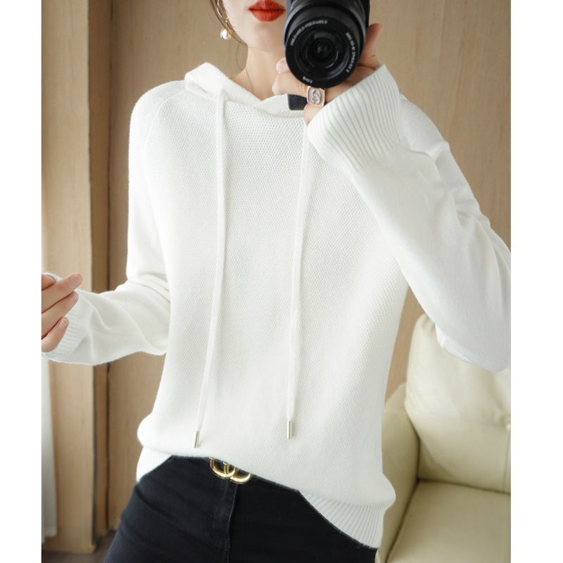 Picture of Hooded Sweater Women's Spring and Autumn 2025 New Hoodie Base Shirt Inner Knitted Shirt Casual plus size Hooded Sweater Women