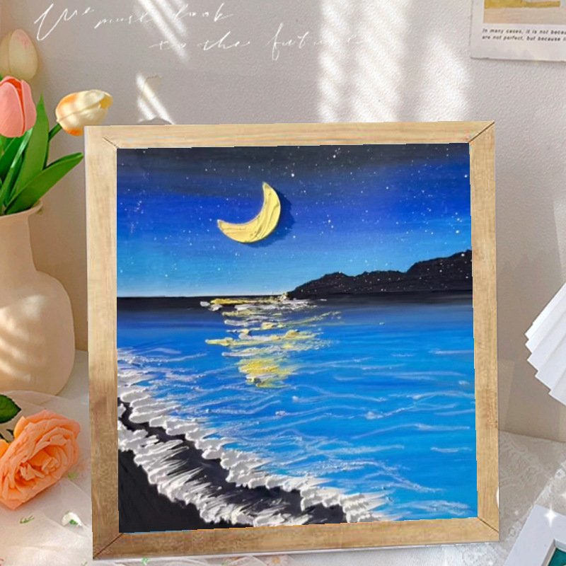 Picture of Solid wood picture frame diy handmade texture painting material package creative three-dimensional relief painting hand-painted digital oil painting decorative painting