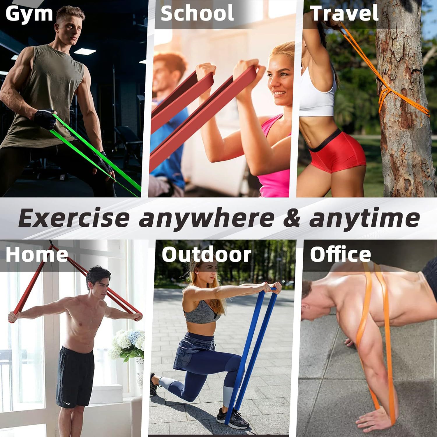 Picture of GPPNKC resistance band suit pull-up auxiliary band men's and women's indoor fitness exercise resistance band with door anchor