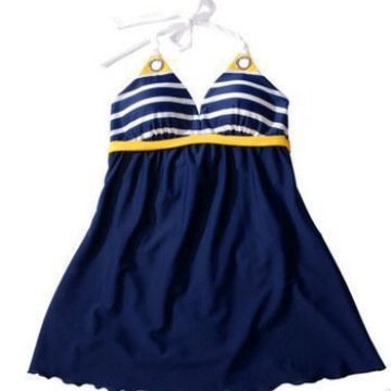 Amazon One-piece Swimsuit Conservative European and American Navy Stripe plus size Tight Swimsuit Foreign Trade Women's Swimsuit