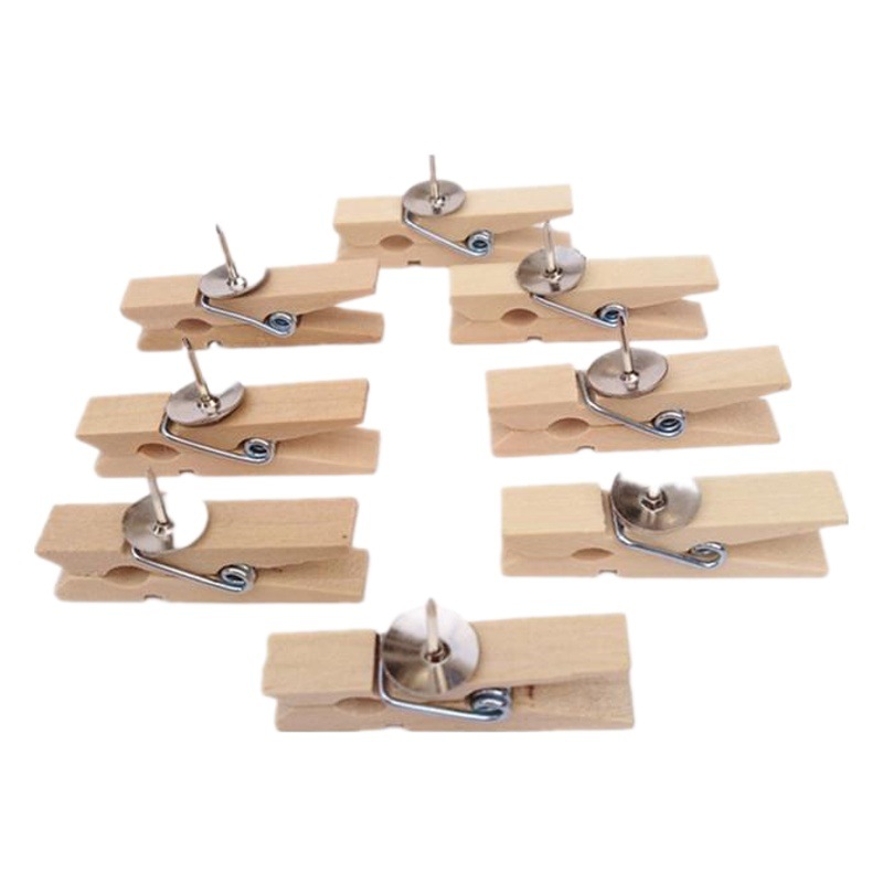Cross-border bulk creative office text with pushpin clip color photo Cork pushpin wooden clip photo wall cork nail