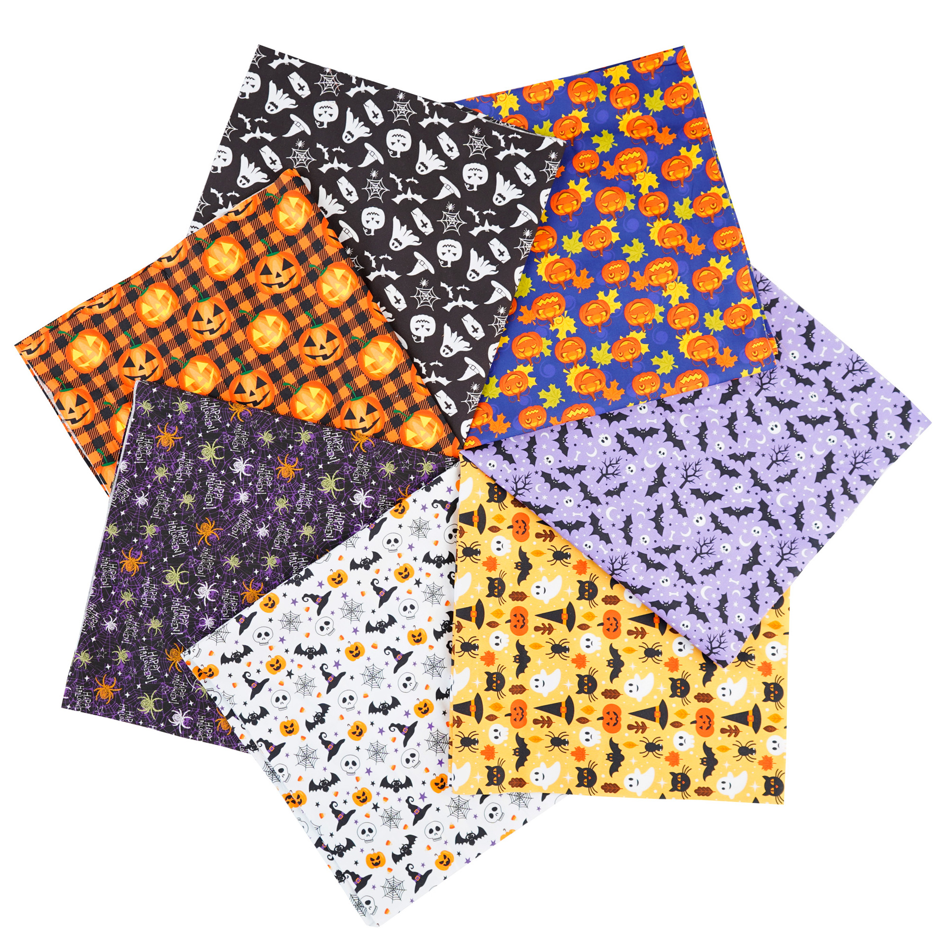 Picture of 7-color patchwork cloth set Halloween Christmas floral cloth cotton floral Plaid handmade diy cotton cloth small cloth head cloth lining