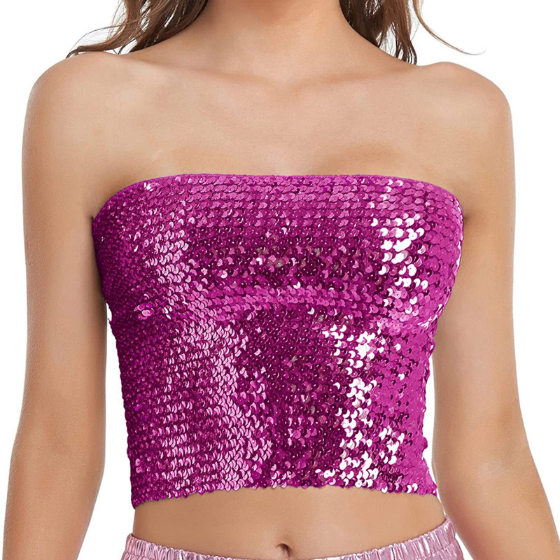 Picture of European and American sequins wrapped chest DS costume party performance tube top Amazon explosion top cross-border women's top