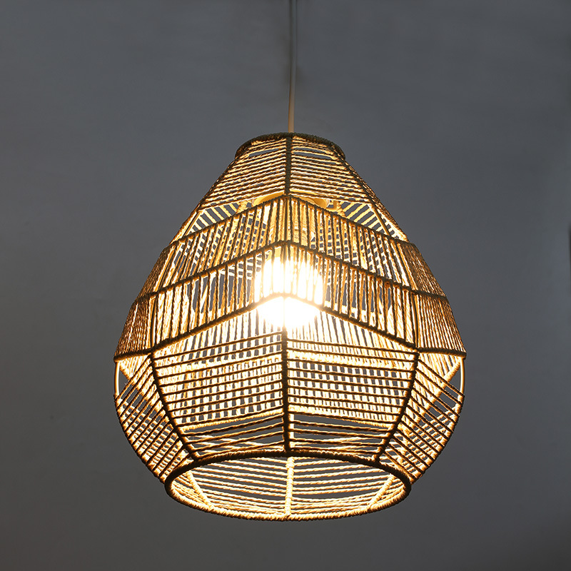 New Chinese Chandelier Imitation Rattan Creative Bamboo Art Restaurant Hotpot Restaurant Hotel Homestay Lampshade Decorative Chandelier