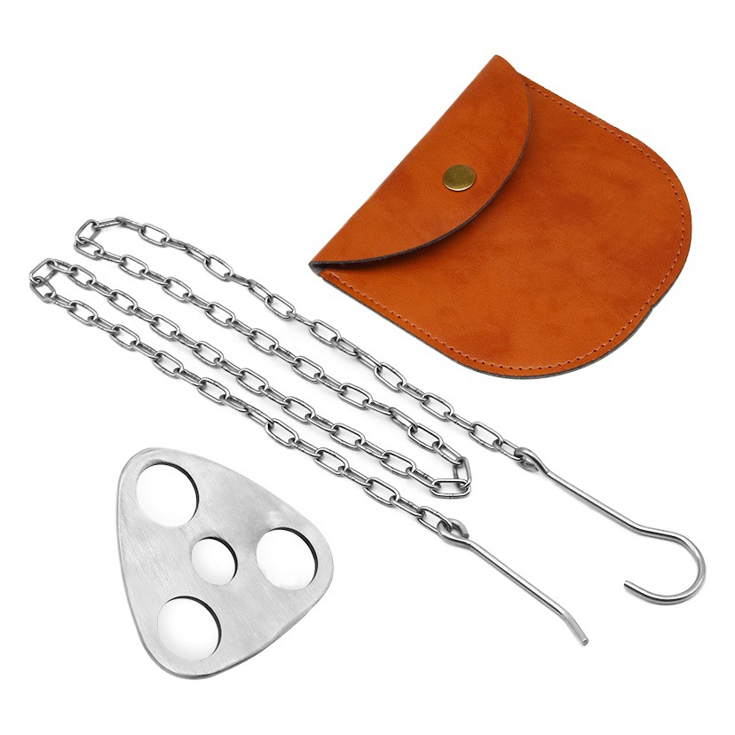 Portable Outdoor Hanging Pot Rack Triangle Foot Hanger Dew Camping Supplies Bonfire Stainless Steel Tripod Storage Rack