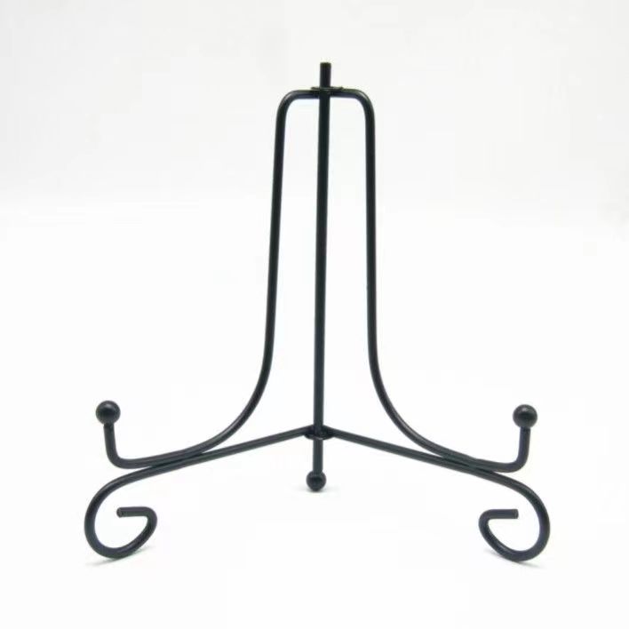 Picture of Black Iron Plate Bracket Tea Cake Bracket Clock Vinyl Record Commemorative Plate Medal Display Bracket Base