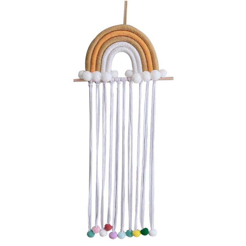 Picture of ins Nordic Rainbow Tassel Hair Accessories Hairpin Finishing Storage Woven Children's Room Decoration Wall Decoration
