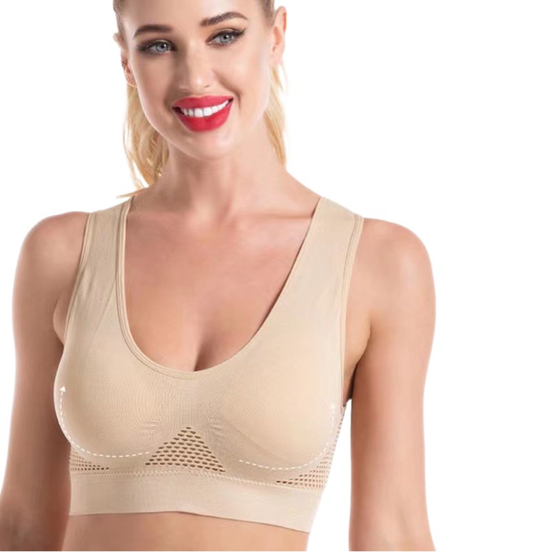 sport bra mesh hollow-out breathable hole sports bra cross-border plus size yoga running fitness sports underwear