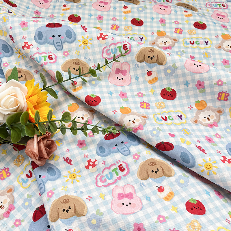 Red hat elephant cotton Ba'an canvas bag jacket vest handmade DIY fabric 1.5 meters width and width one meter price