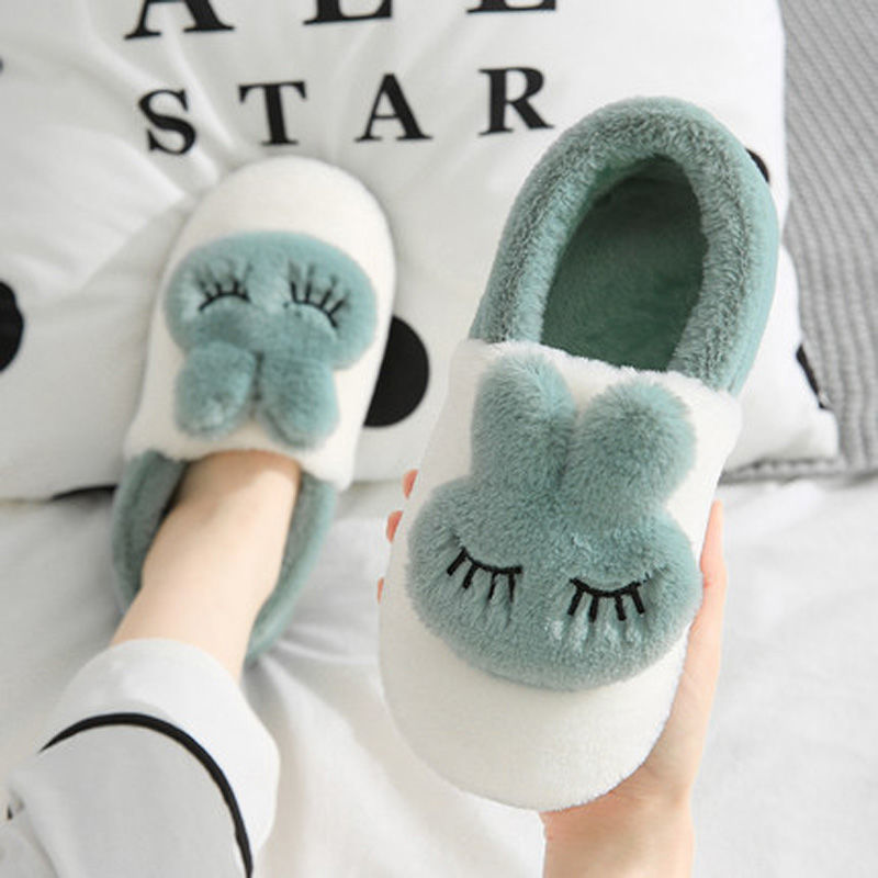 Picture of Women's Cotton Slippers for Winter Home Use, Indoor Plush Non-Slip Warm Slippers for Couples, Winter Closed-Back Cotton Shoes, Plush Men's Slippers