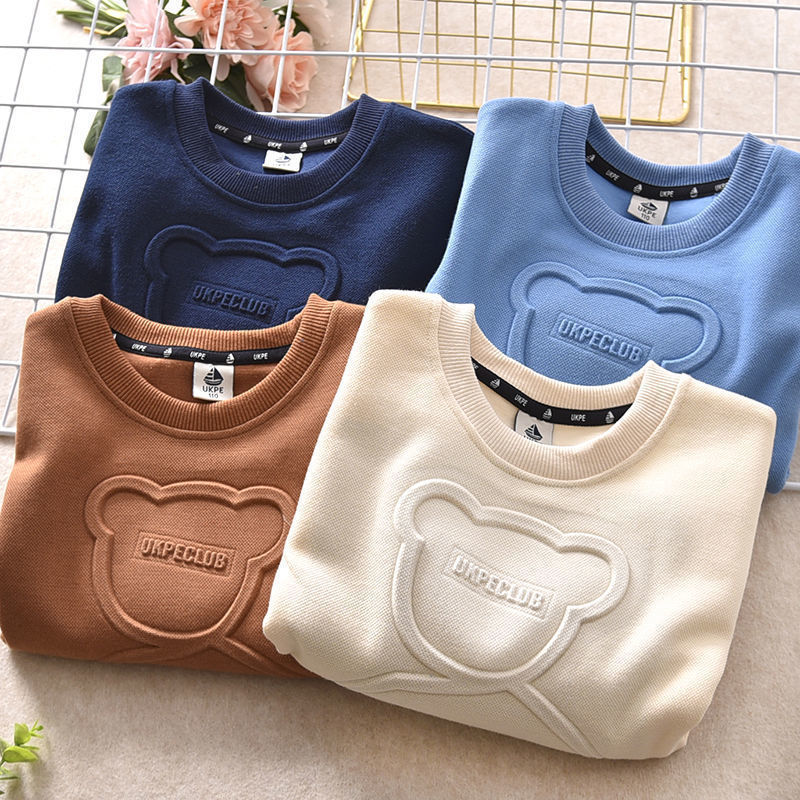 Picture of Children's Clothing Spring and Autumn Boys' Long-sleeved Top Autumn Clothing Large-size Children's Bear T-shirt Children's Autumn Clothes Base Shirt Thin Sweater