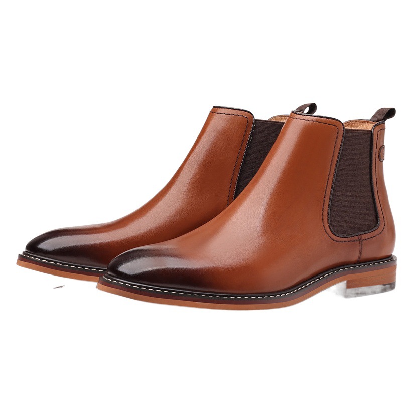Chelsea Men's Boots Cowhide Shoes New Men's Dress Shoes Slip-on High Martin Boots Leather Boots