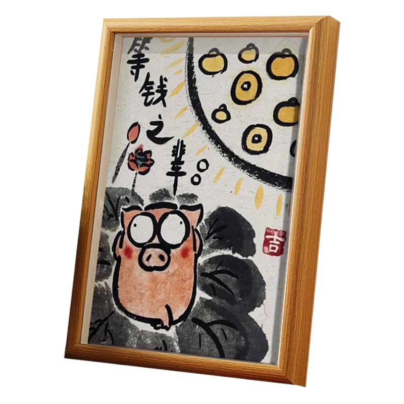 Waving for Money's Generation Funny Hanging Paintings Famous Handwriting Calligraphy Hanging Paintings Photo Frame Set-up Table Top Set-up Painting Table Top Ornaments