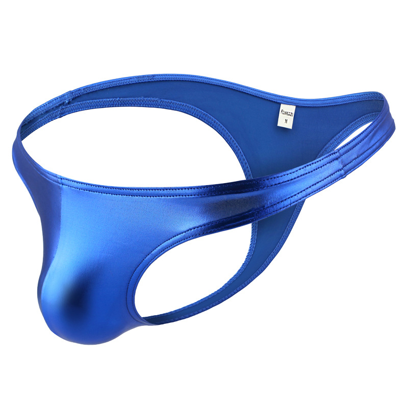 Picture of Factory wholesale half hip briefs Japanese Men's Ice Silk leather sexy tight U convex comfortable panties foreign trade