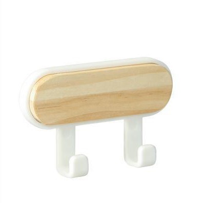 Picture of Wooden Round Head Hook Multi-Functional Household Nail-Free Sticking Hook Strong Load-Bearing Creative Hook Door Hook Hook
