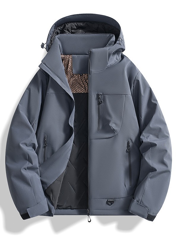 Three-proof softshell softshell jacket for women, autumn/winter windproof waterproof hiking and hiking jacket, men's high-end cotton jacket
