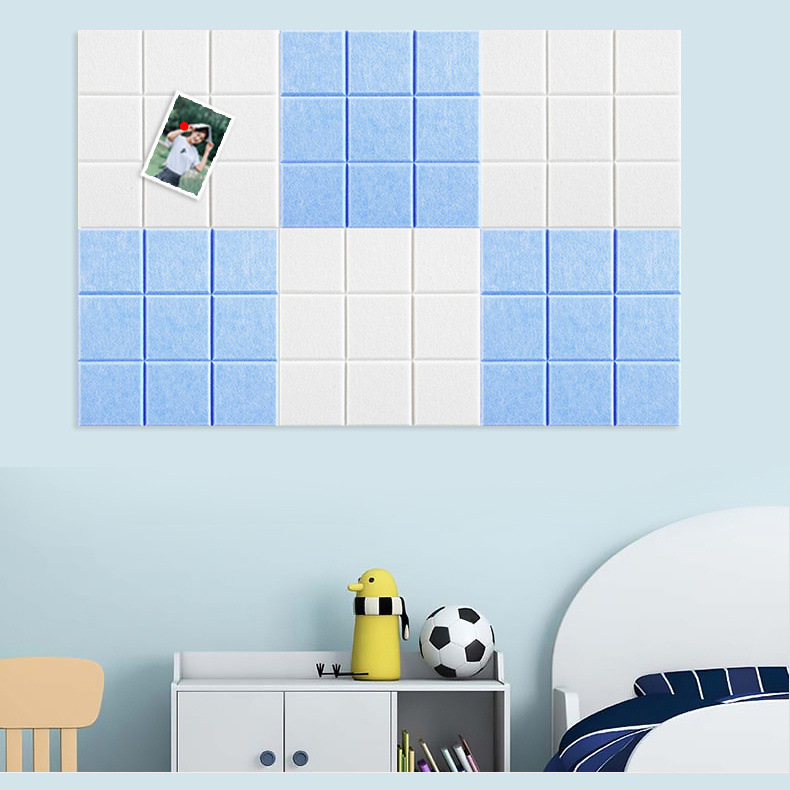 Nordic Jiugongge Color Felt Board Wall Stickers Small Square Home Photo Wall Cork Board Kindergarten Background Decoration