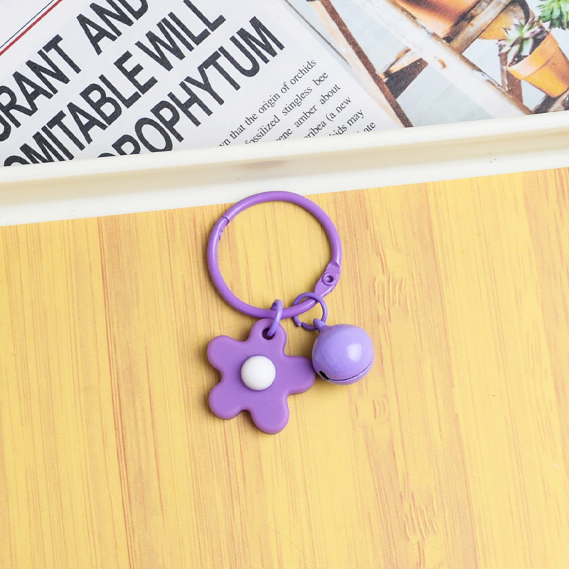 Picture of Korean Style Hyun-a Small Fresh Color Small Flower Bell Keychain Tanabata Gift Key Ring Bag Women's Hanging Accessories