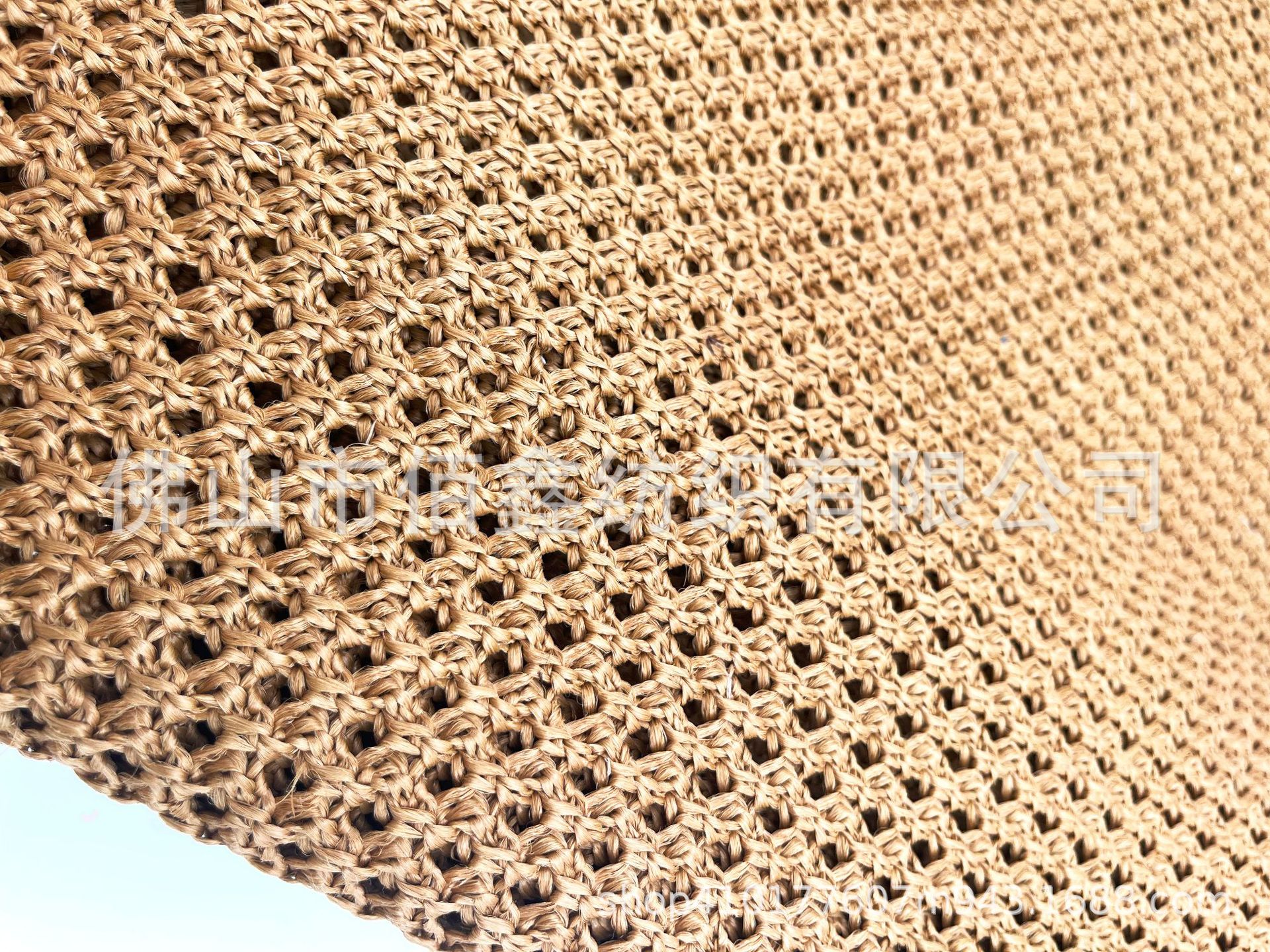 Picture of Crochet knitted pp mesh fabric woven cross hollow PE straw mat shoes and hat material luggage handbag decorative fabric handmade fabric