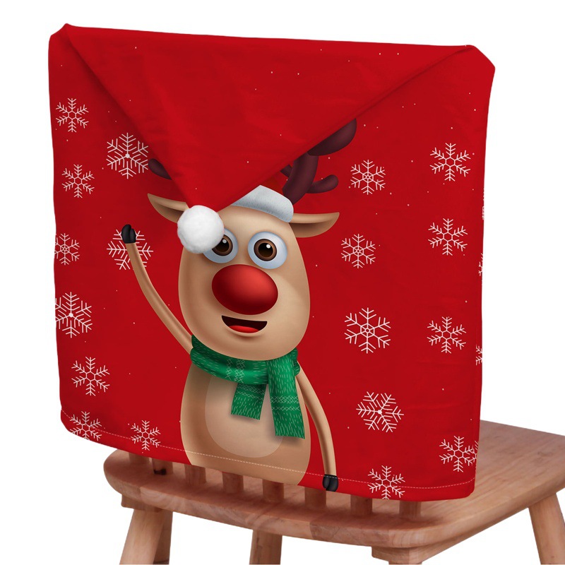 Cross-border special Christmas decorative chair cover short plush chair back cover Christmas chair cover chair cover deer series